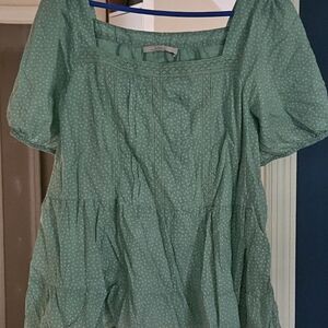 LOFT Teal Polka Dot Blouse